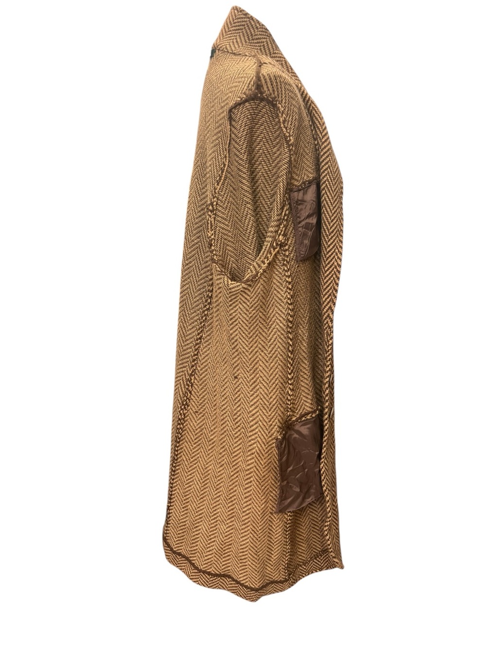 Lauren Ralph Lauren 1X Brown Herringbone Wool Cashmere Long Blazer Jacket - Picture 12 of 14